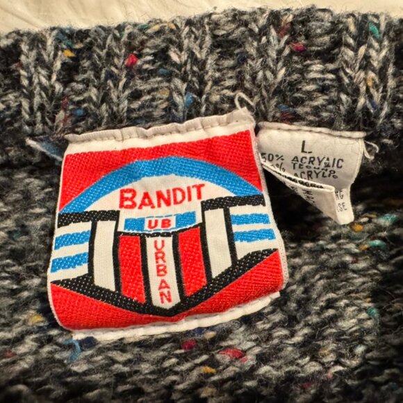 Urban Bandit Sweater L Large Blue White Coogi style Vintage 90s Y2K Crew Neck - Picture 6 of 10